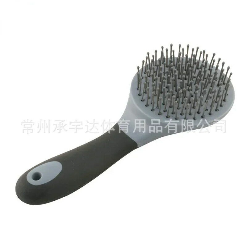 Horse Mane & Tail Brush Round Shaped Soft Rubber Grip  Needle Bristles Stable Cleaning Kit Horse Grooming Brush Color Random
