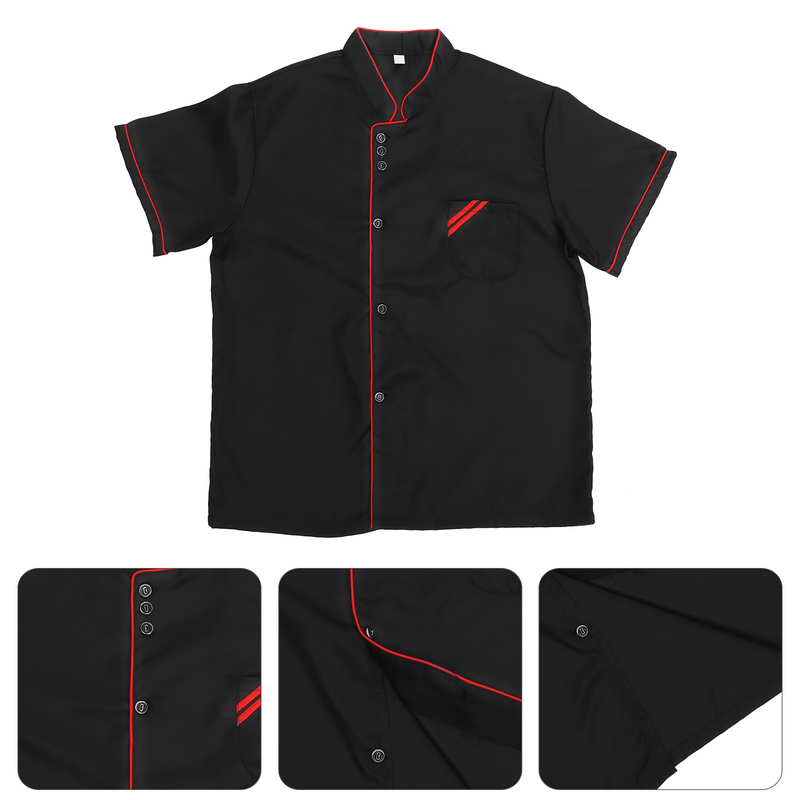 Unisex Short Sleeve Basical Black Short Sleeve Chef Jacket for Bakery Food Service Restaurant Size XXXL (Black)