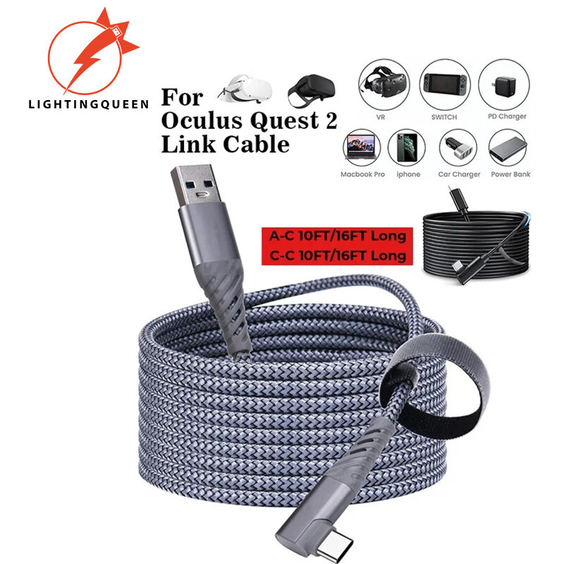Cable de enlace de 3M y 5M para Oculus Quest 2, Cable USB 3,1 Gen 1, transferencia de datos, carga rápida para Pico 4 Neo 3, accesorios VR tipo C