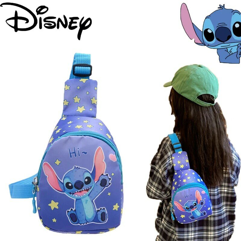 Детский нагрудный рюкзак с мультипликационным рисунком из мультфильма Disney Stitch, детские сумки через плечо, миниатюрный Повседневный кошелек для мелочи, подарки для детей