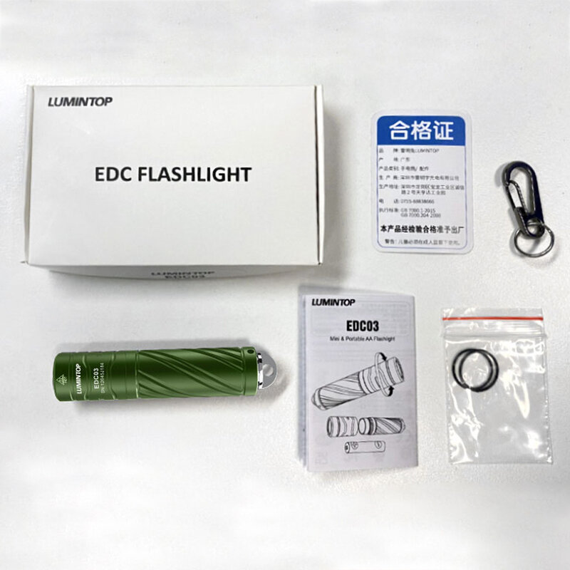 Senter LED 14500 AA EDC dengan gantungan kunci ekor magnetik, lampu berkemah luar ruangan 800 lumen lampu 70 meter lampu lentera EDC03