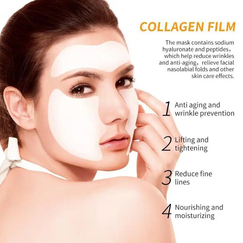 Kolagenowa folia papierowa rozpuszczalna maska na twarz tkanina przeciwstarzeniowa rozpuszczalna w wodzie wypełniacz do twarzy z pełnym kolagenem do liftingu twarzy 3/4 szt.
