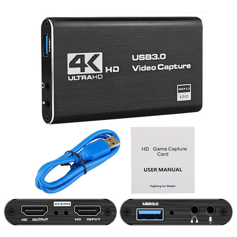 USB 3.0 HD Recorder 4K 1080P 60Hz Video Capture Card With Loop Out For Desktop Laptop PC Xbox PS3 Game Live Streaming Broadcast