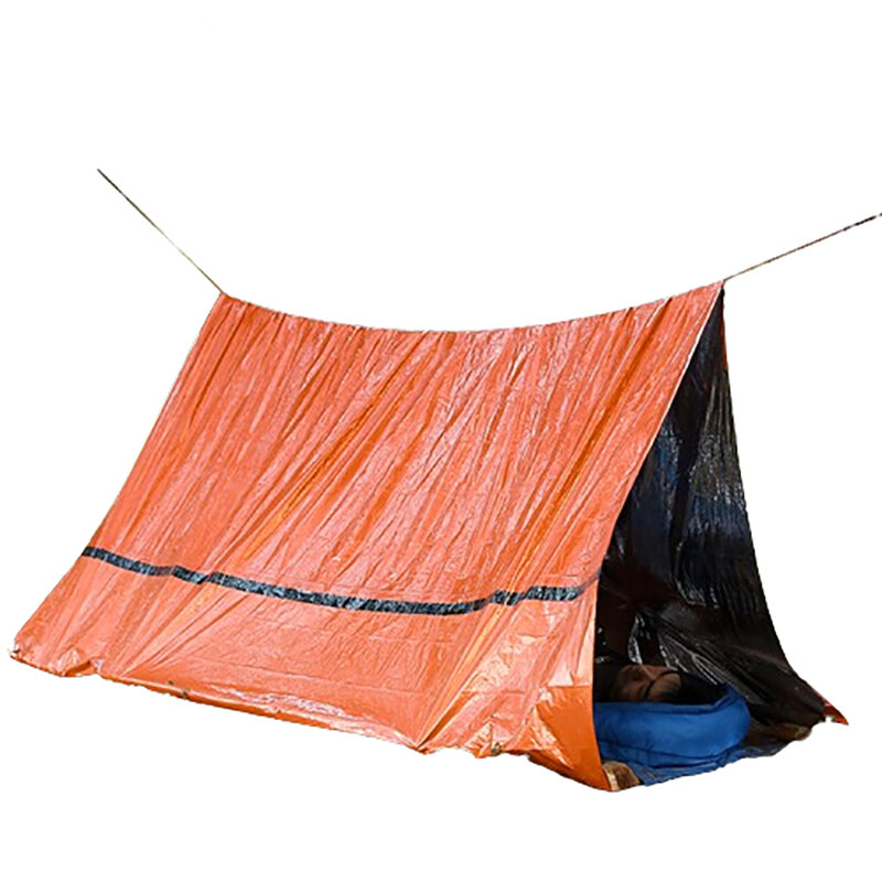 Mylar 튜브 텐트 침낭, 방수 야외 SOS 열 담요, 재사용 가능, 2 인용 비상 쉘터 비비 서바이벌 텐트 키트