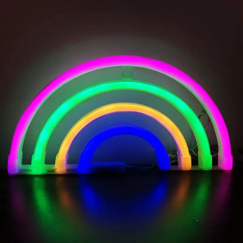 Moda colorido arco-íris led neon sign luz do feriado festa de casamento decorações crianças quarto noite lâmpada decoração parede casa 11 tipo