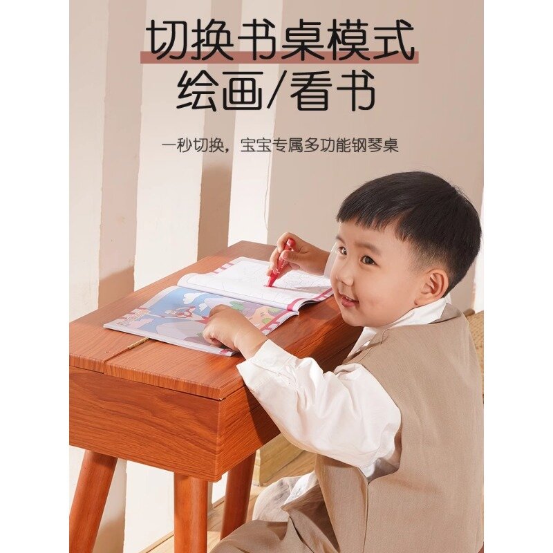 Piano de cola de mente ancha para niños y niñas, piano Electrónico de escritorio de madera para principiantes, juguetes para bebés, regalo del 1 de junio, 37 teclas
