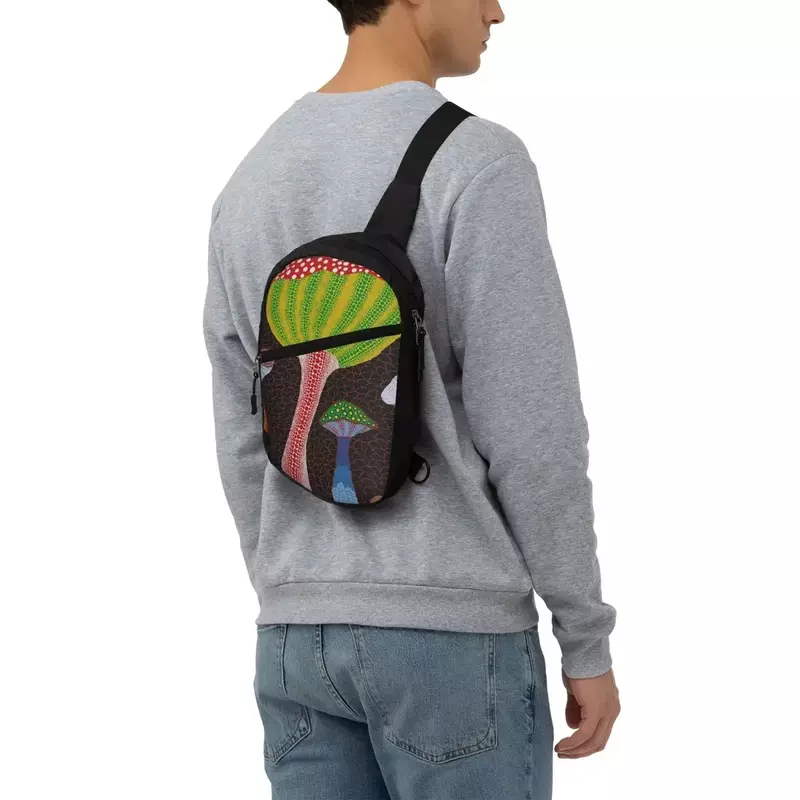 Yayoi Kusama artystyczna zawiesia plecak typu Crossbody mężczyzn niestandardowe japońskie torba na klatkę piersiowa na ramię dla podróżnego plecaka