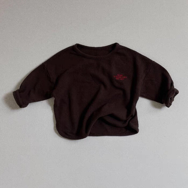 Camisetas de manga larga para bebé, Camisa de algodón con estampado de letras, Tops informales versátiles, 2023