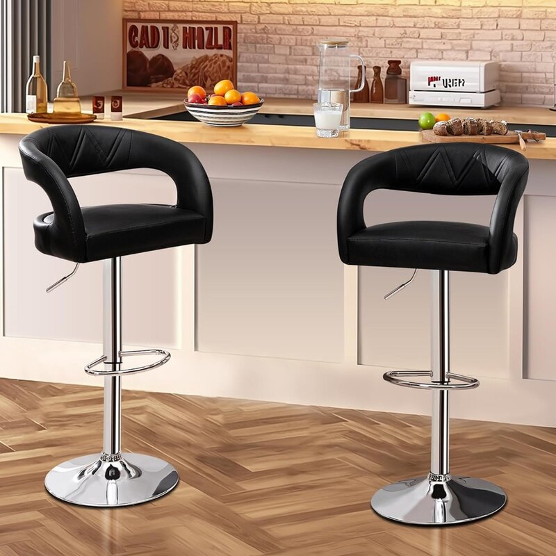 Bar Stools Set of 4 Swivel Modern Pu Leather Adjustable Barstools, Kitchen Counter Bar Stools, Island Chairs for Bar, Kitchen