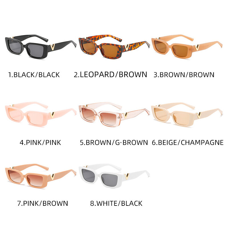 2023 Retro Cat Eye Frame occhiali da sole donna Luxury V occhiali da sole uomo Fashion rettangolo Jelly Glasses con cerniere in metallo UV400
