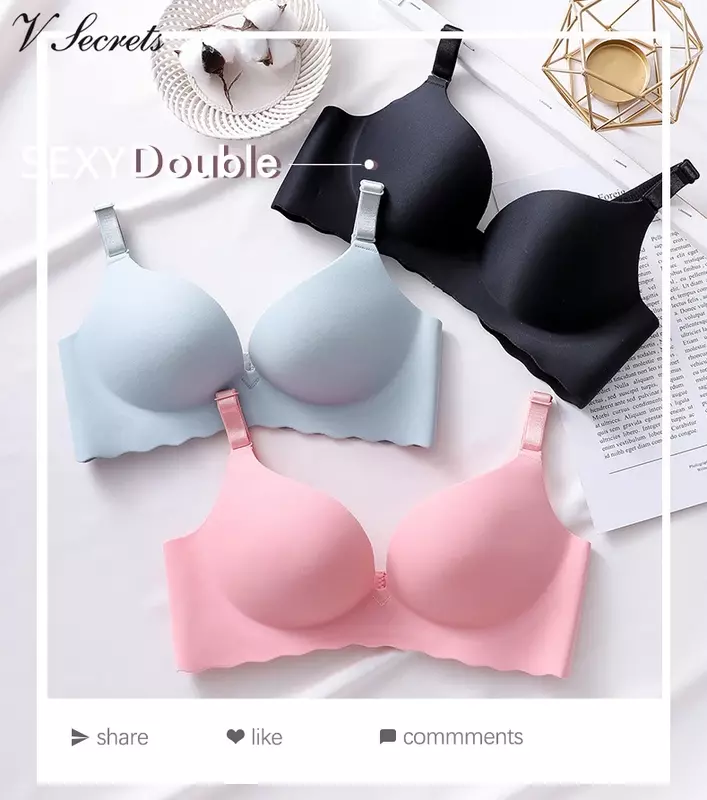 Sexy Bra Corset Candy Color Wireless One-Piece Breathable Underwear Gather Push Up Lingerie Seamless Bralette Soutien Gorge