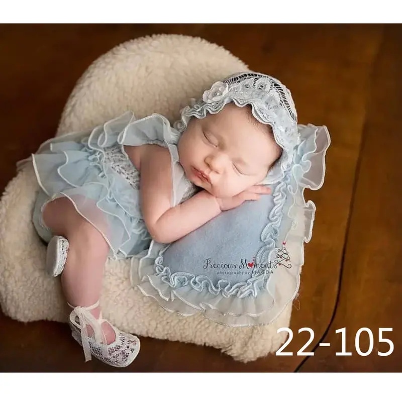 Newborn Photography Props Hat Headband Lace Romper Bodysuits Outfit Baby Girl Dress Costume Photography Clothing