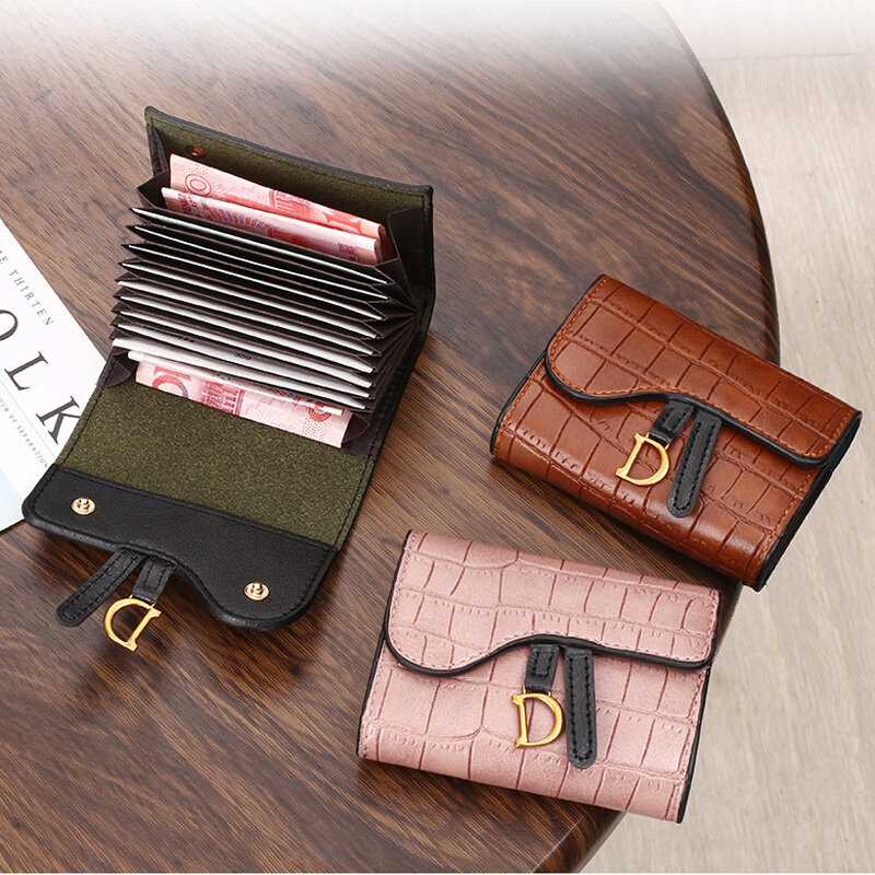 여성용 짧은 지갑 버클 카드 가방, 간단한 접이식 지갑, PU 가죽 클러치 지갑, 신제품