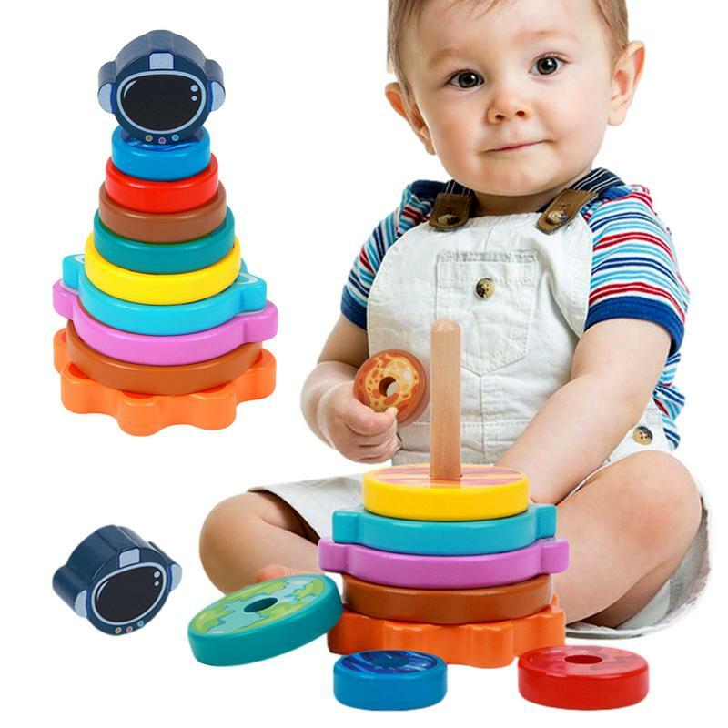 Stapel ringe Spielzeug Regenbogen Stapler Turm Spielzeug Stiel Lernspiel zeug Früher ziehung Spielzeug für Jungen Mädchen Kinder für zu Hause Reises chule