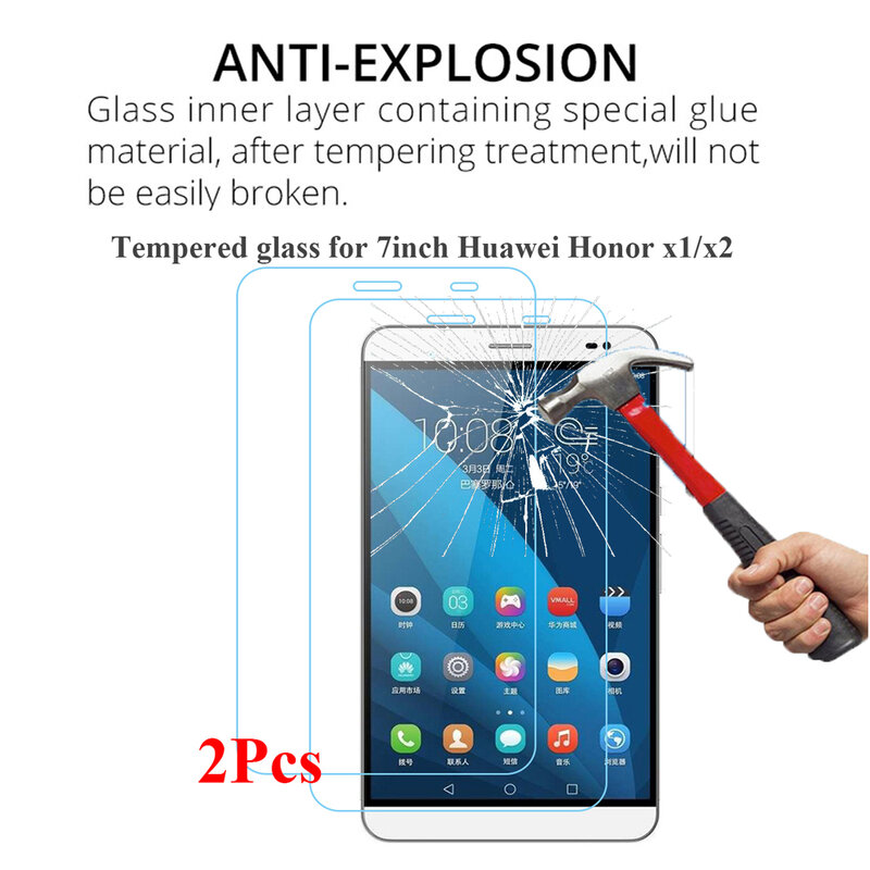 Protector de pantalla de 2 unids/pack para Huawei Honor X2, GEM-703L, 0,3 MM, 9H, vidrio templado para tableta de 7 pulgadas, Huawei Honor X1 7D-501U