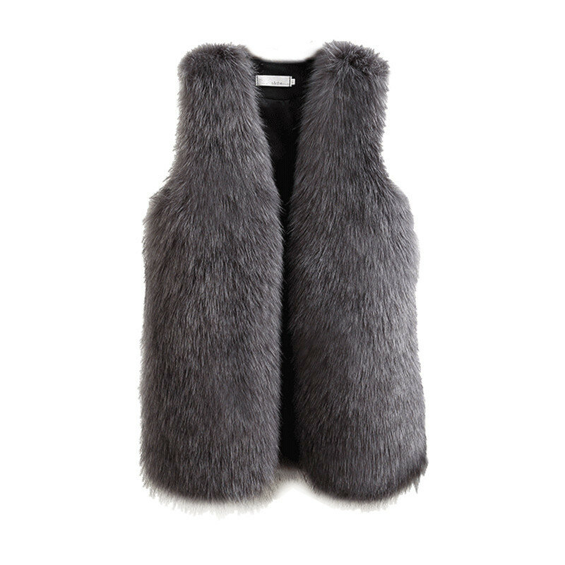 Imitacja futra lisa kamizelka damska zimowa w połowie długości 2022 koreańska wersja pluszowa kamizelka Faux Fur All-in-one Jacket