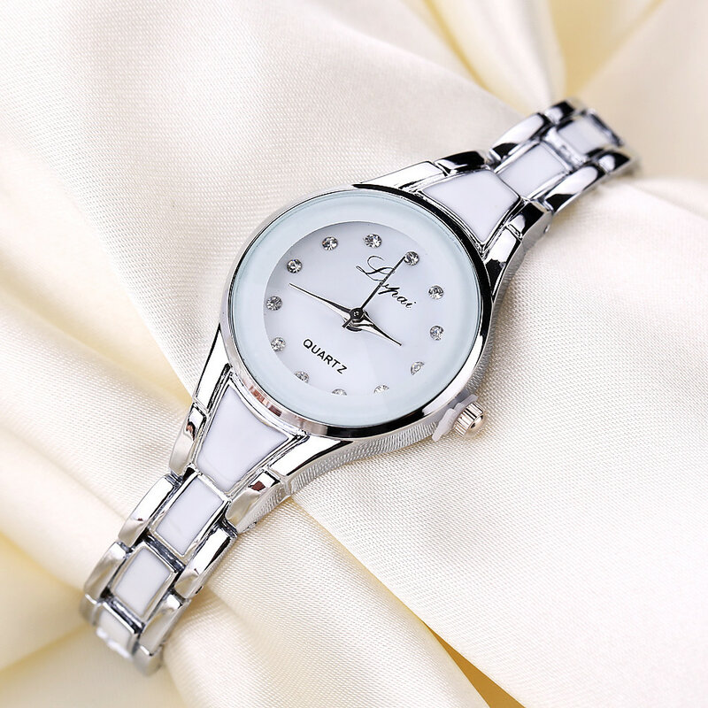 Relógio de pulso quartzo em aço inoxidável para mulheres, luxo strass bracelete relógio, alta qualidade, moda feminina, 2023