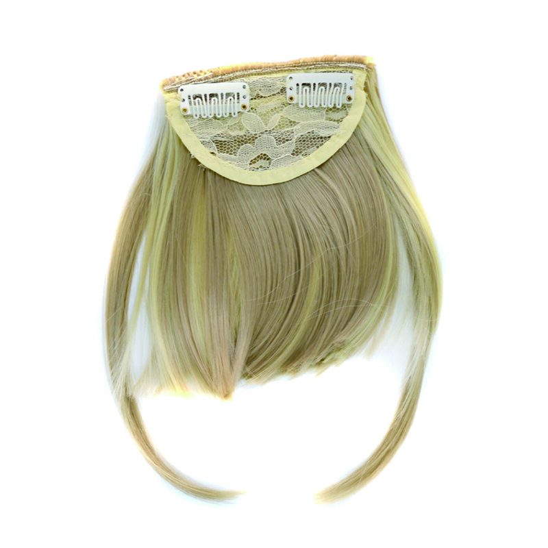 Klip rambut palsu poni sintetis untuk wanita, jepit rambut palsu poni depan rapi untuk wanita