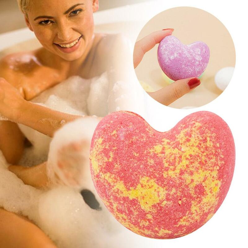 40g Kids Bath Salt Ball Heart Shape Spa Essential Oil Skin Relaxing Balls Bath Bath Home Moisturize Bubble Hotel Foot Dry B P1T5