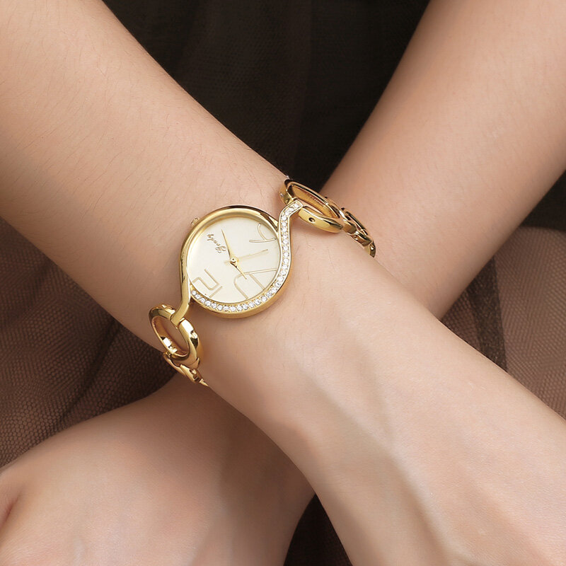 gold watch luxury fashion diamond watch for women wristwatch girls watch free shipping gift lover ladies quartz watches