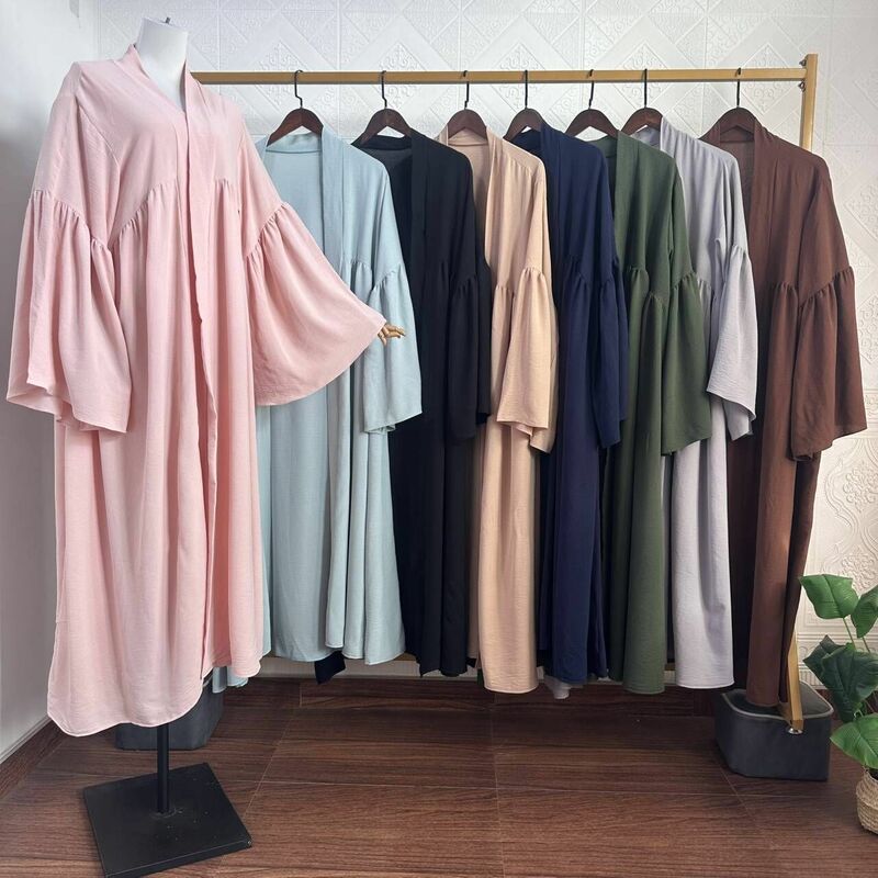 Abaya abierta musulmana Eid Ramadán para mujer, Vestido largo de Dubái, caftán turco, ropa islámica, bata marroquí, Kimono árabe, cárdigan Abayas
