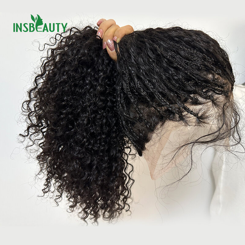 Human Hair Braided Wigs with Boho Curls  HD Full Lace Knotless Box Boho Braids With Human Hair Curly End 300  High Density
