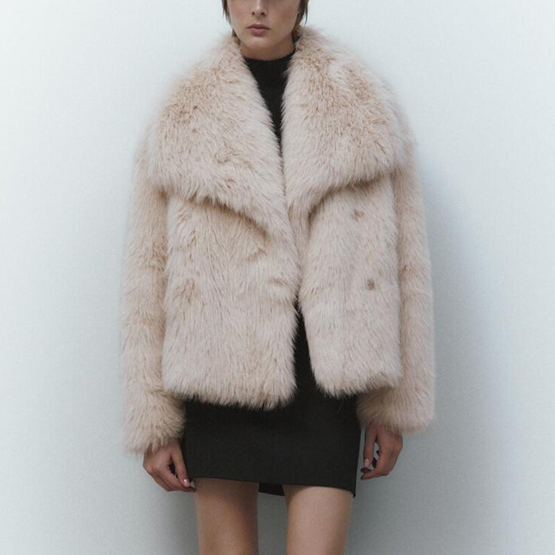 여성용 시크 인스 블로거 브랜드 패션 가짜 여우 모피 재킷 코트, 2023 겨울 럭셔리 디자인, 빅 칼라 모피 코트, 멋진 소녀 오버코트