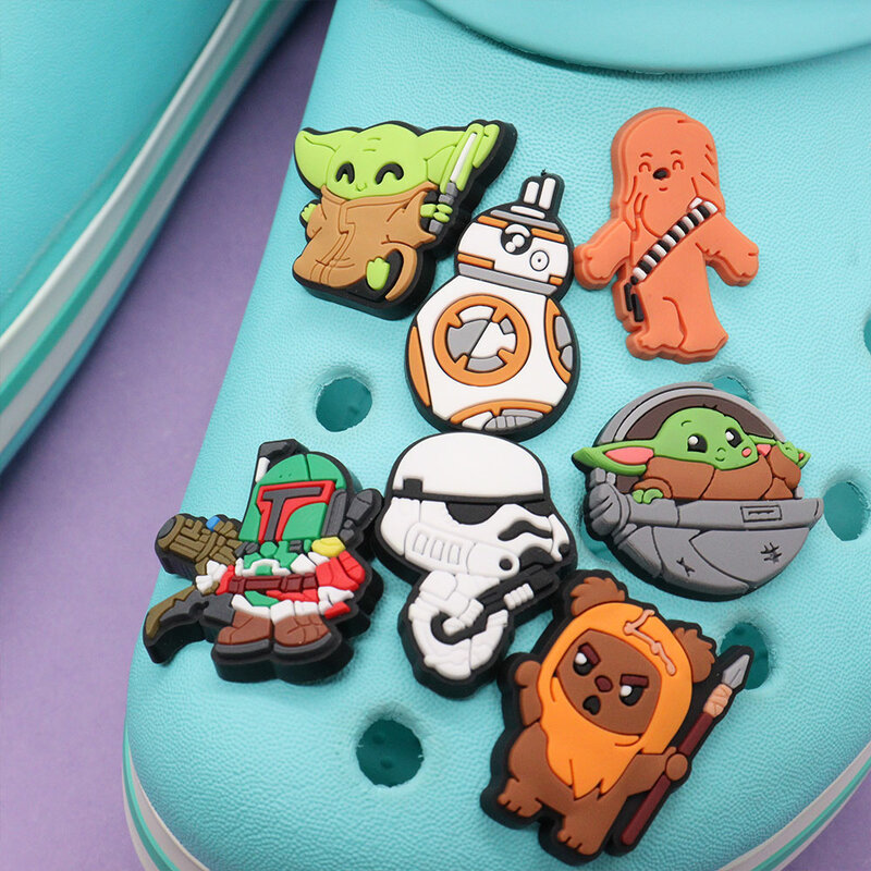 Hot Sale 1-13pcs PVC Shoe Charms Star Wars Mandalorians Baby Yoda PVC Accessories Slippers Decorations For Kids Birthday Present