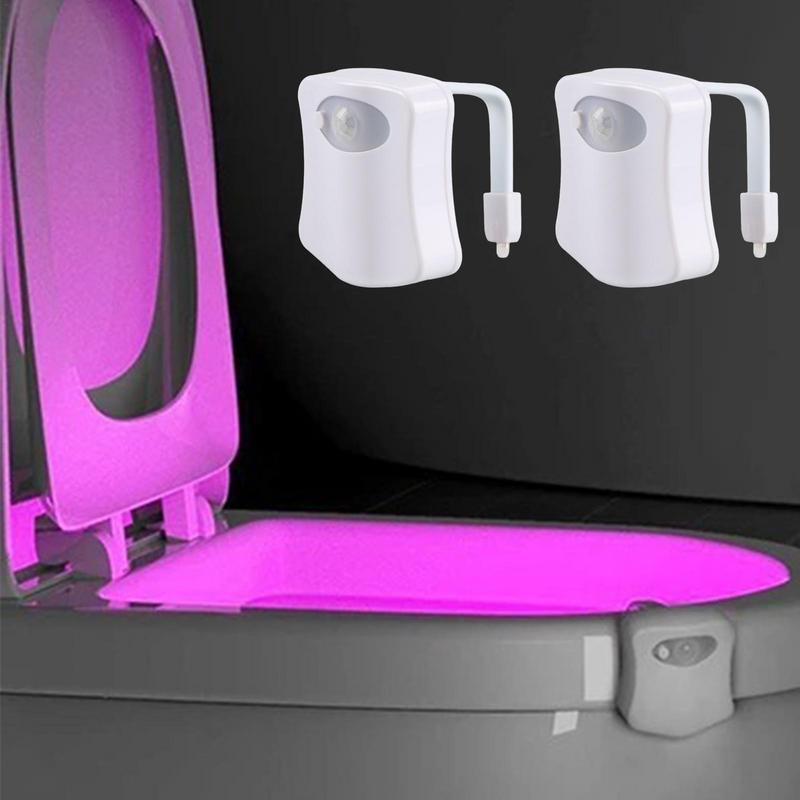 Lampu Toilet malam berubah warna mangkuk Toilet lampu LED mangkuk Toilet lampu malam dengan Sensor gerak diaktifkan menyenangkan kamar mandi