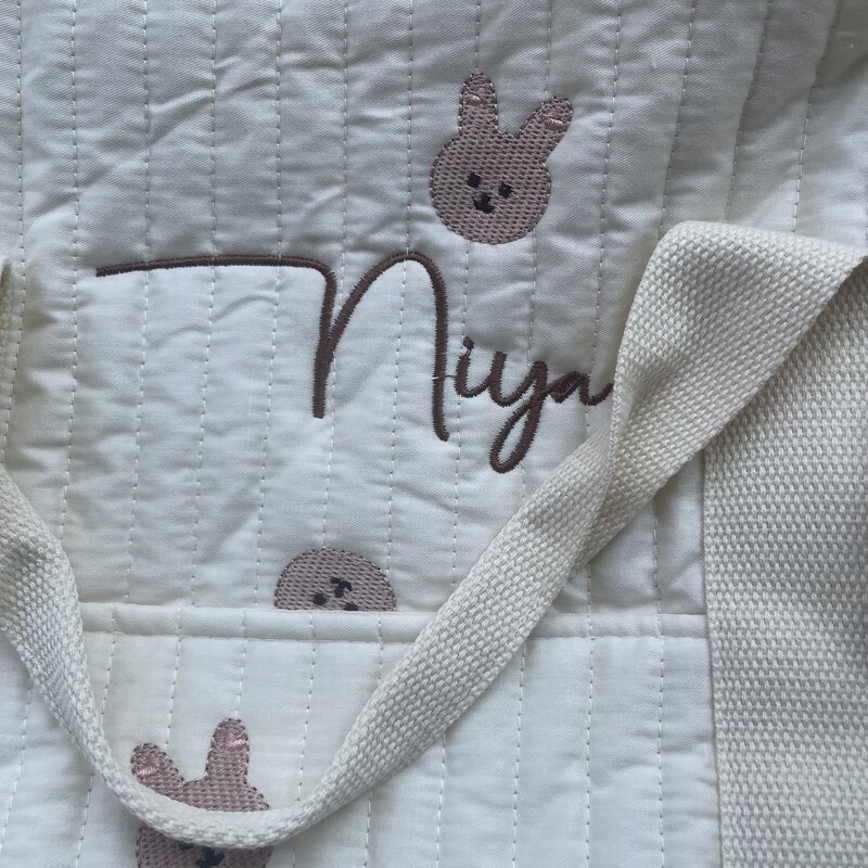 Name Custom Mommy Bag, Little Bear Mother and Baby Bag, Large Capacity Outgoing Storage Bag, Embroidered Handheld Crossbody Bag