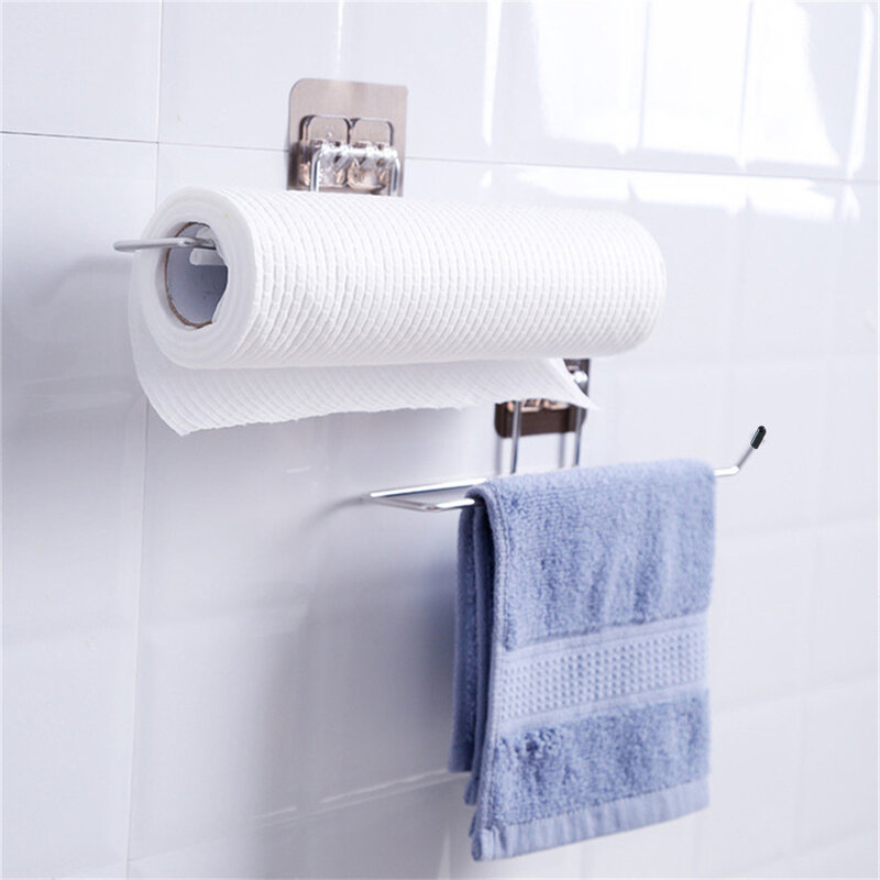 Adhesive Toilet Paper Holder Bathroom Kitchen Organizer Towel Roll Rack Hanging Storage Stand Napkin Dispenser WC Accessories