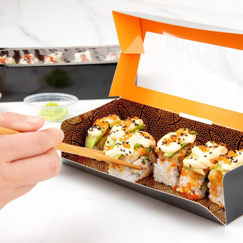 Customized productPaper sushi box with PE/PLA laminated inside and both sides printing