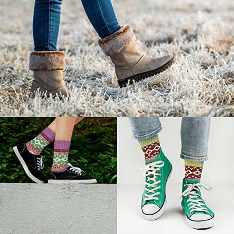 Frauen Socken Winter Wolle Socken Gemütliche Stricken Warme Winter Socken für Bergsteigen, Skifahren, Weihnachten GiftsArtistic Stil