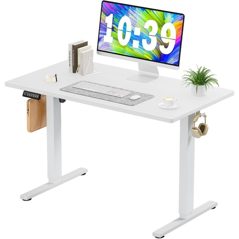 Altura ajustável Elétrica Standing Desk, Sente-se para Stand Up Desk com Splice Board, Rising Mesa do computador do escritório, 40x24"