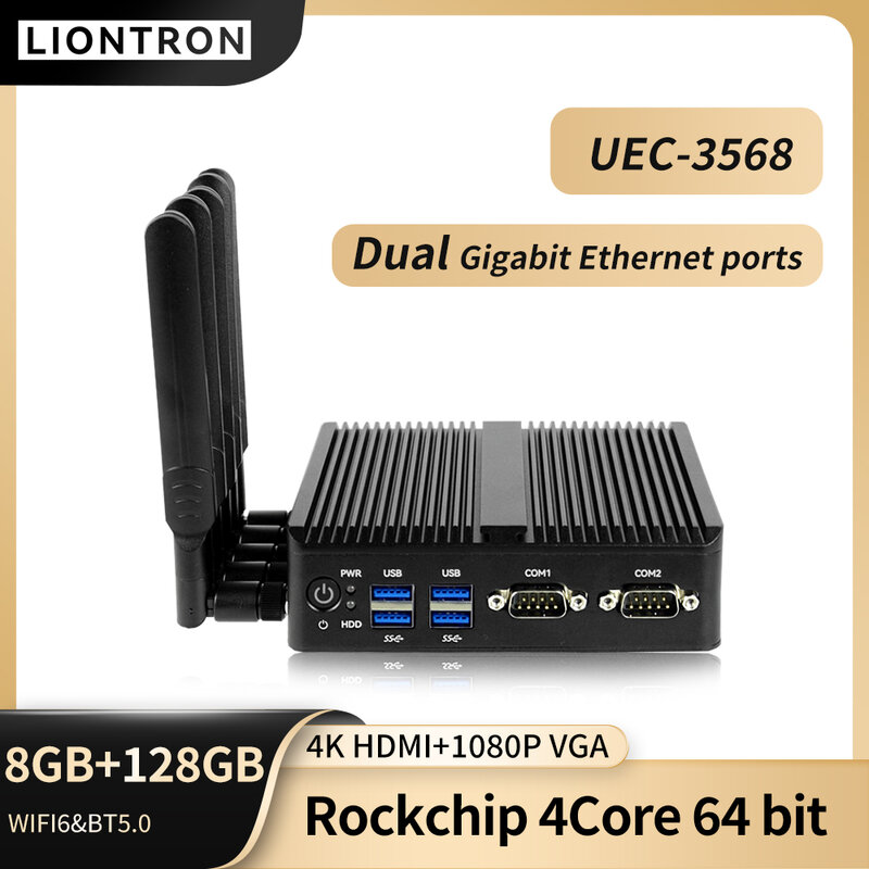 Liontron Android Mini PC Rockchip ARM RK3568 Gigabit ethernet wifi bt Linux semua dalam satu Destop komputer Linux SDK sumber terbuka