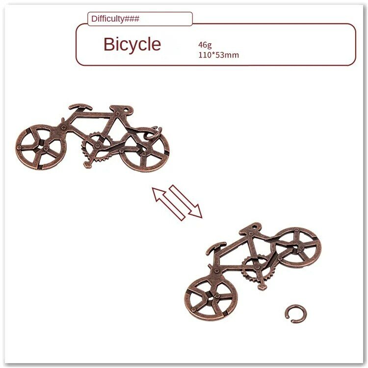 Puzzle Bicycle Maze Lock Magic Lock Unlock High IQ Brainy Educational Toy Bicycle Taking Ring