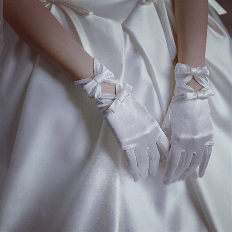 Guanti da sposa da sposa guanti da sposa con fiocco bianco in pizzo guanti da sposa guanti corti in raso