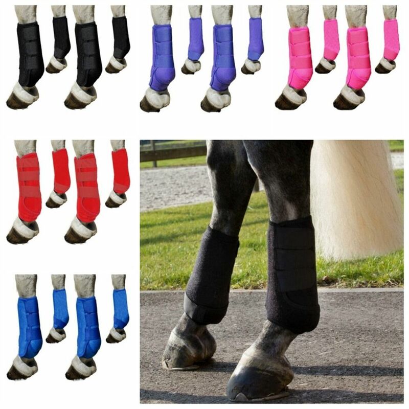 4pcs/set Colorful Horse Sport Boots Set Breathable 3 Size Leg Protective Support Gear Easy To Wear Durable