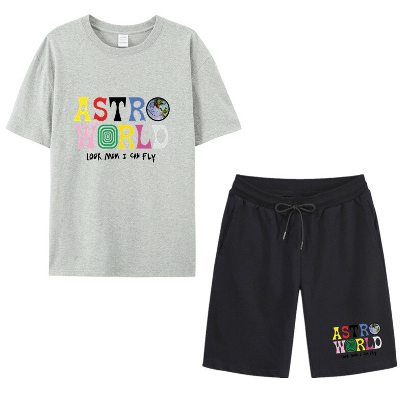 Conjunto esportivo e lazer de 2 peças para homens e mulheres, roupas unissex, shorts de manga curta, marca Handsome Trendy