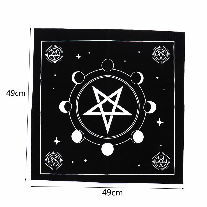 Tarots Tablecloth Triple Moon Pentagrams Pagan Altar Cloth Flannel Tarots Cloth