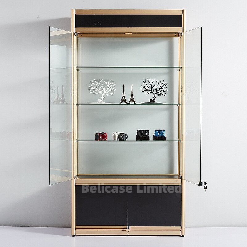 Escaparate de madera personalizado para exhibición comercial, estantes para exhibición de oficina, cajas de madera, estante, vitrinas