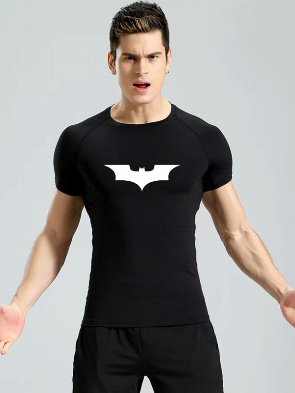 Men's T Shirt Outdoor Training Fitness Gym Jogging Running Sweatshirt Bat/-Man Compression Shirts Tight Elastic Breathable