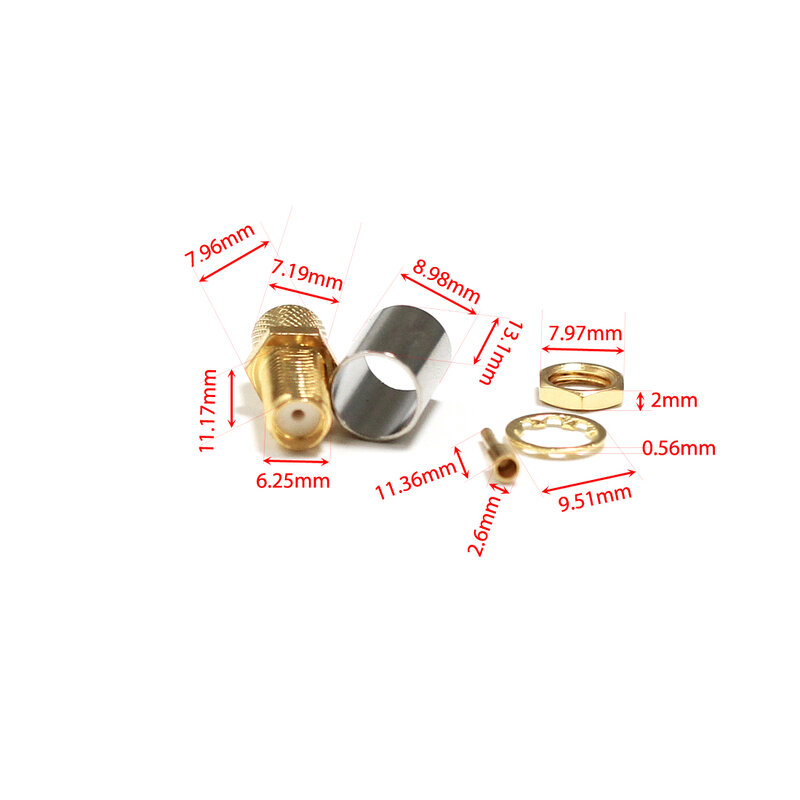 SMA – convertisseur de Modem Jack femelle RF, connecteur à sertir pour LMR300, droit, plaqué or, vente en gros, 1 pièce