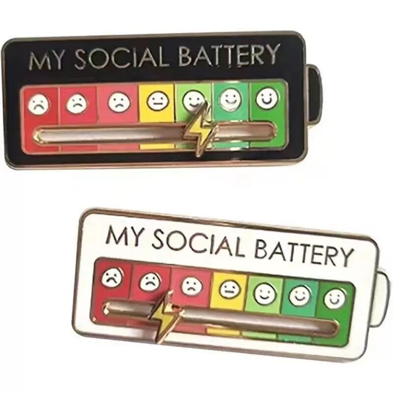 My Social Battery Mood Conversion Brooch Enamel Pin Mood Tracker Metal Badges Brooch for Backpack Jewelry Accessorie Gift Pins