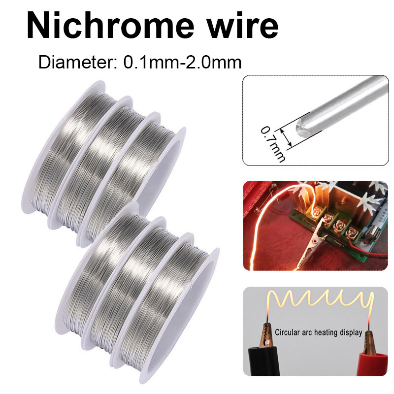 1pcs 0.1mm - 2.0mm High Temp Wire Nichrome Heat Resistant Wire General Purpose Support Wire Craft Wire (Length 1/5/10M)