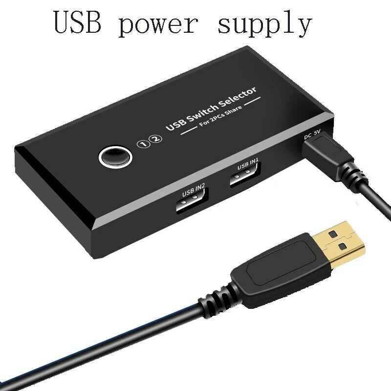 USB KVM Switch Anschluss USB 3,0 2,0 Switcher Adapter 2 PC Port Sharing 4 USB-Geräte USB-Hub für Tastatur Maus Drucker Monitor