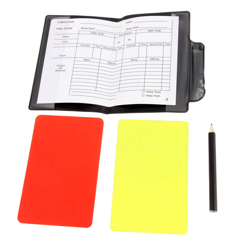 Juegos de cartas de árbitro de fútbol, tarjetas rojas y amarillas de advertencia con billetera, hojas de puntuación, cuaderno, accesorios de juez