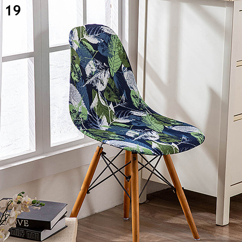 Armless Shell Impresso Cadeira Capa, Cozinha cadeira Slipcover, Estilo Pastoral elegante, Estojo impresso