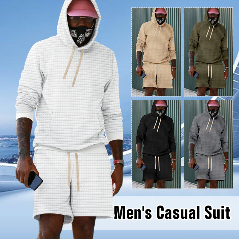 Baju Hangat pria, setelan dua potong pakaian lari pria baru musim dingin dan musim gugur, baju hangat modis kasual