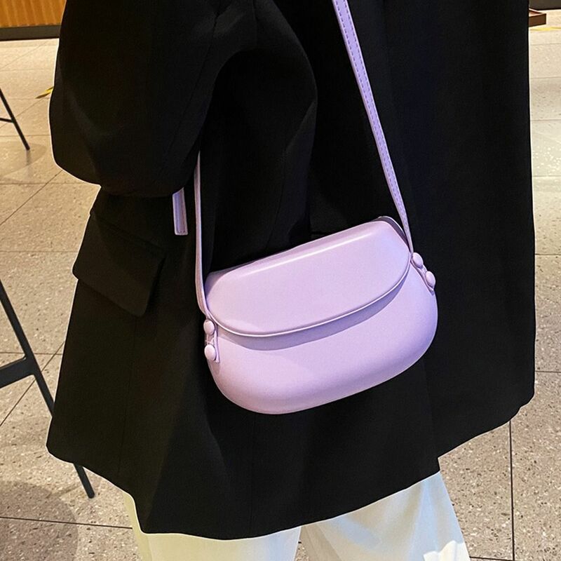 Candy Color Women Crossbody Bag Shiny Leather Sling Bags Casual Satchel Bag Flap Handbag Luxury Purse Saddle Shoulder Bag